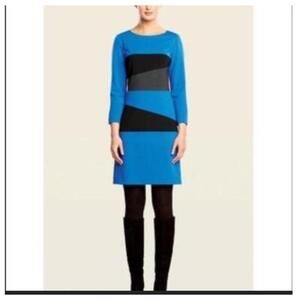 Carlisle Royal Blue Color Block Long Sleeve Dress US 12 Style 100235